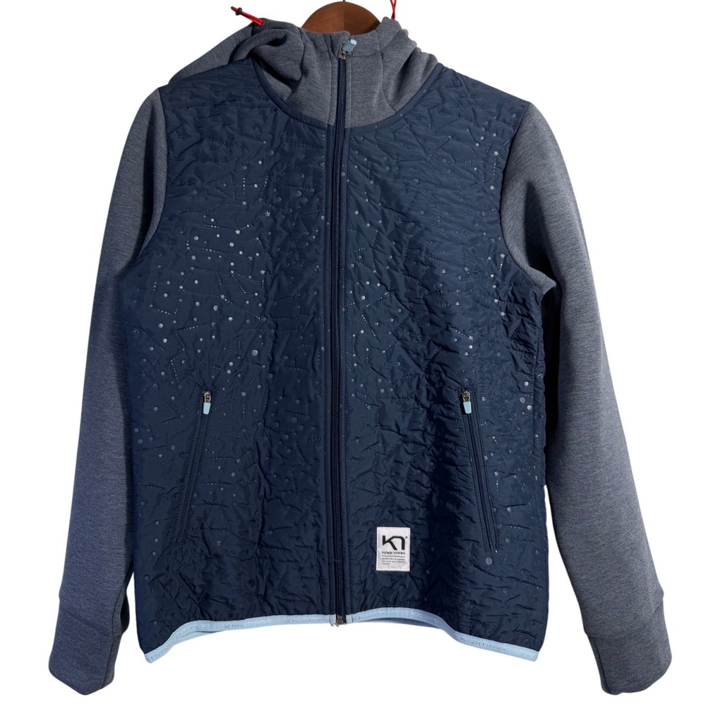 Kari Traa Hybrid Jacket Women Medium Navy‎ Blue Quilted Star Full Zip Hooded